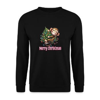 Cute Monkey Little Monkey Merry Christmas - Unisex Sweatshirt - black - Front - Alina (178cm) & Michal (187cm)