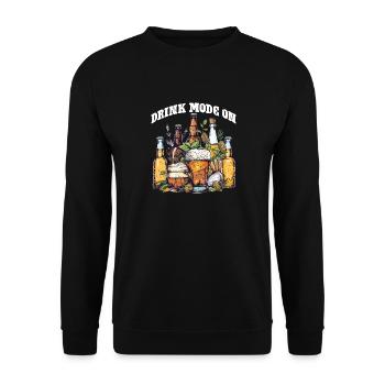 Drink Mode On - Unisex Pullover - Schwarz - Vorne - Alina (178cm) & Michal (187cm)