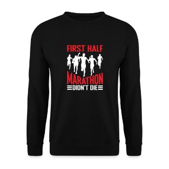 First Half Marathon Didn't Die 6 - Unisex Pullover - Schwarz - Vorne - Alina (178cm) & Michal (187cm)