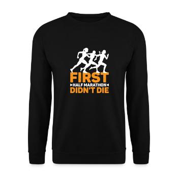 First Half Marathon Didn't Die 7 - Unisex Pullover - Schwarz - Vorne - Alina (178cm) & Michal (187cm)