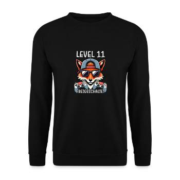 Level 11 Freigeschaltet Gamer Geburtstag Gaming - Unisex Pullover - Schwarz - Vorne - Alina (178cm) & Michal (187cm)