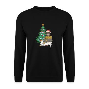 Dog Cat Santa Claus Santa Claus Pets Child - Unisex Sweatshirt - black - Front - Alina (178cm) & Michal (187cm)
