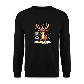 Dancing Through The Snow Reindeer Christmas - Unisex Sweatshirt - black - Front - Alina (178cm) & Michal (187cm)