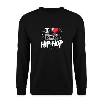 J’aime le hip hop Hip hop Musique hip hop Boombox Rap - Sweat-shirt Unisexe - noir - Devant - Alina (178cm) & Michal (187cm)