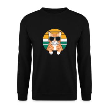 Tabby Orange Katze Katzenliebhaber - Unisex Pullover - Schwarz - Vorne - Alina (178cm) & Michal (187cm)