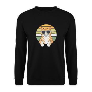 Tabby Orange Cat With Sunglasses - Unisex Sweatshirt - black - Front - Alina (178cm) & Michal (187cm)