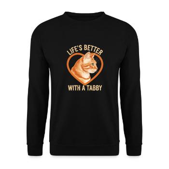 Chat tigré Orange Chat Amoureux des Chats - Sweat-shirt Unisexe - noir - Devant - Alina (178cm) & Michal (187cm)