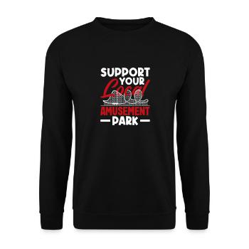 Achterbahn Support Your Local Amusement Park - Unisex Pullover - Schwarz - Vorne - Alina (178cm) & Michal (187cm)