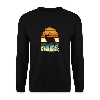 Elchjagd Elkaholische Jäger - Unisex Pullover - Schwarz - Vorne - Alina (178cm) & Michal (187cm)