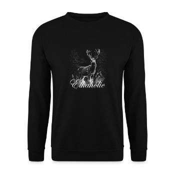 Elchjagd Elkaholische Jäger - Unisex Pullover - Schwarz - Vorne - Alina (178cm) & Michal (187cm)