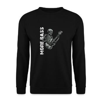 Skeleton Skull with Bass Guitar and Saying More Bass - Unisex Sweatshirt - black - Front - Alina (178cm) & Michal (187cm)