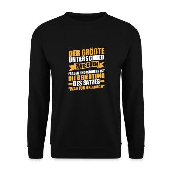 Der Größe Unterschied Zwischen Frauen Und Männern - Unisex Pullover - Schwarz - Vorne - Alina (178cm) & Michal (187cm)