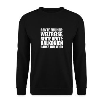 Pensioner Pension Inflation Retirement Pension - Unisex Sweatshirt - black - Front - Alina (178cm) & Michal (187cm)