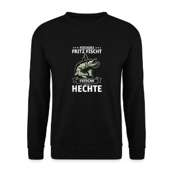 Hecht Angeln FISCHERS FRITZE FISCHT FRISCHE HECHTE - Unisex Pullover - Schwarz - Vorne - Alina (178cm) & Michal (187cm)