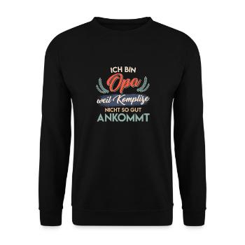 Opi BIN OPA WEIL KOMPLIZE NICHT SO GUT ANKOMMT - Unisex Pullover - Schwarz - Vorne - Alina (178cm) & Michal (187cm)