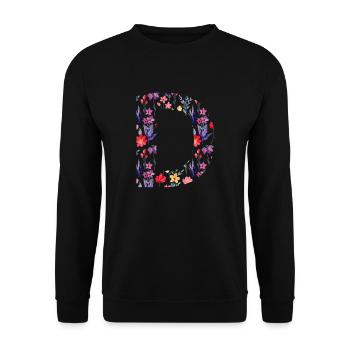 Personalized floral letter d - gift idea - Unisex Sweatshirt - black - Front - Alina (178cm) & Michal (187cm)