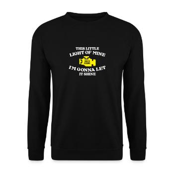 This little light of mine with check engine motif - Unisex Sweatshirt - black - Front - Alina (178cm) & Michal (187cm)