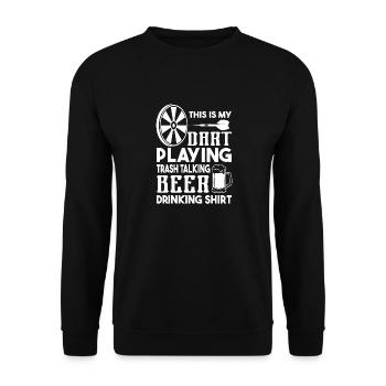 Dart Spielen Trash Talk Bier Trinken - Unisex Pullover - Schwarz - Vorne - Alina (178cm) & Michal (187cm)