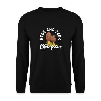 Mushroom Hunters Hide And Seek Champion - Unisex Sweatshirt - black - Front - Alina (178cm) & Michal (187cm)