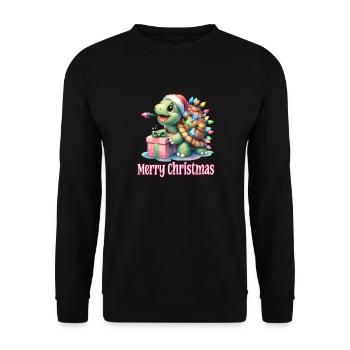 Little Turtle Christmas Hat Merry Christmas - Unisex Sweatshirt - black - Front - Alina (178cm) & Michal (187cm)