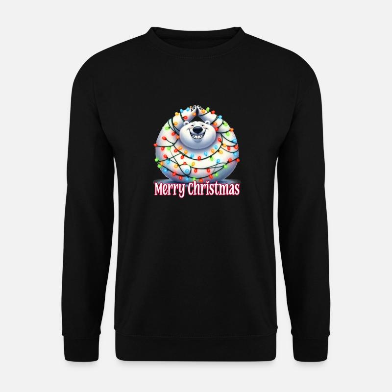 Eisbär Polarbär Weihnachten Merry Christmas - Unisex Pullover - Schwarz