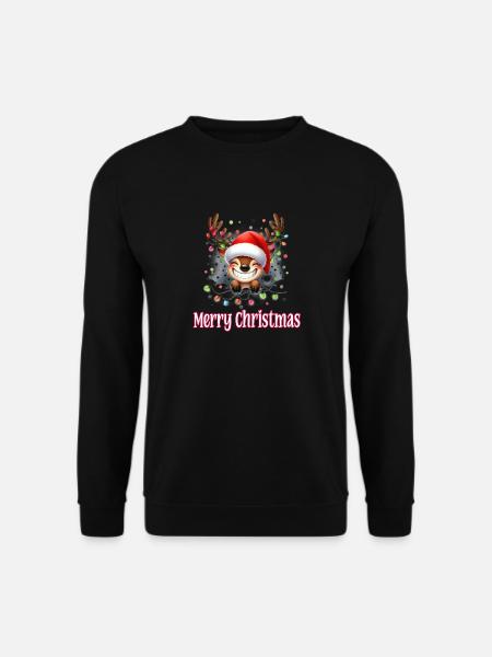 Niedliches Rentier Weihnachten Merry Christmas - Unisex Pullover - Schwarz