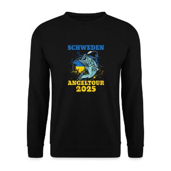 Schweden 2025 Angler Geschenkidee - Unisex Pullover - Schwarz - Vorne - Alina (178cm) & Michal (187cm)