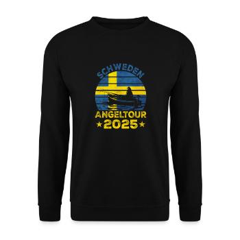 Schweden Angeltour 2025 Angeltrip - Unisex Pullover - Schwarz - Vorne - Alina (178cm) & Michal (187cm)