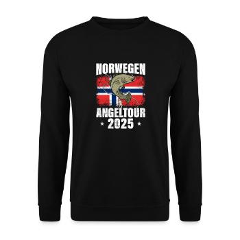 Norwegen Angeltour 2025 - Unisex Pullover - Schwarz - Vorne - Alina (178cm) & Michal (187cm)