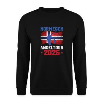 Norwegen Angeltour 2025 Angeln in Norwegen - Unisex Pullover - Schwarz - Vorne - Alina (178cm) & Michal (187cm)
