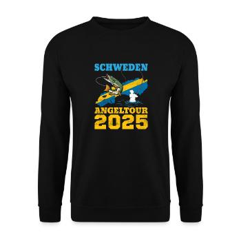 Schweden Angeltour 2025 Angeln in Schweden - Unisex Pullover - Schwarz - Vorne - Alina (178cm) & Michal (187cm)