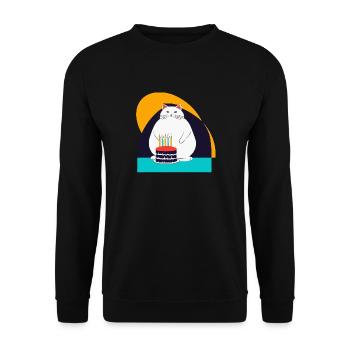 Cat celebrates fifth birthday - Unisex Sweatshirt - black - Front - Alina (178cm) & Michal (187cm)