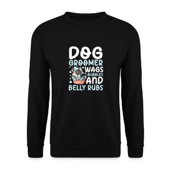 Dog Groomer Wags Bubbles And Belly Rubs - Unisex Pullover - Schwarz - Vorne - Alina (178cm) & Michal (187cm)