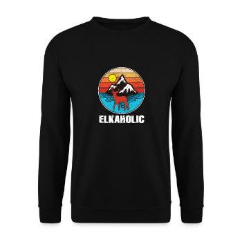 Elchjagd Elkaholische Jäger - Unisex Pullover - Schwarz - Vorne - Alina (178cm) & Michal (187cm)