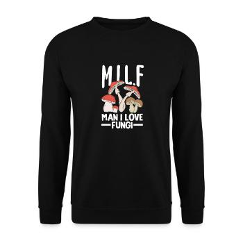Pilzsammler Man I Love Fungi - Unisex Pullover - Schwarz - Vorne - Alina (178cm) & Michal (187cm)