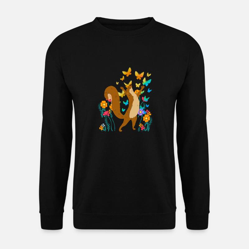 Squirrel Spring Butterflies Insects - Unisex Sweatshirt - black