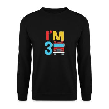 Feuerwehrauto Kindergeburtstag - Unisex Pullover - Schwarz - Vorne - Alina (178cm) & Michal (187cm)