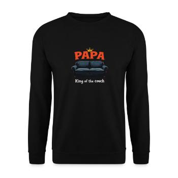 Dad King of the Couch Funny Dad Saying Fathers - Unisex Sweatshirt - black - Front - Alina (178cm) & Michal (187cm)