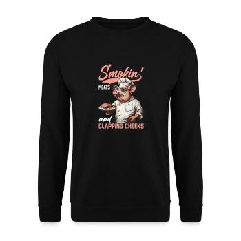 Smokin' Meats And Clapping Cheeks 2 - Unisex Pullover - Schwarz - Vorne - Alina (178cm) & Michal (187cm)