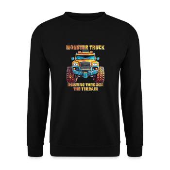 TRUCK ROARING THROUGH THE TERRAIN - Unisex Sweatshirt - black - Front - Alina (178cm) & Michal (187cm)