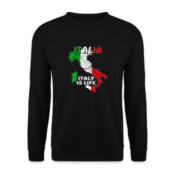 ITALIA ITALY IS LIFE - Unisex Sweatshirt - black - Front - Alina (178cm) & Michal (187cm)
