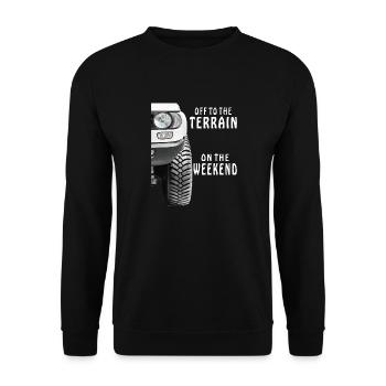 AUTO OFF TO THE TERRAIN ON THE WEEKEND - Unisex Sweatshirt - black - Front - Alina (178cm) & Michal (187cm)