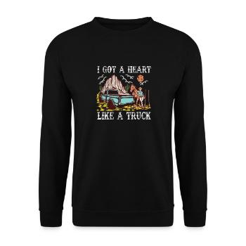 Ich habe ein Herz wie ein Truck - Unisex Pullover - Schwarz - Vorne - Alina (178cm) & Michal (187cm)