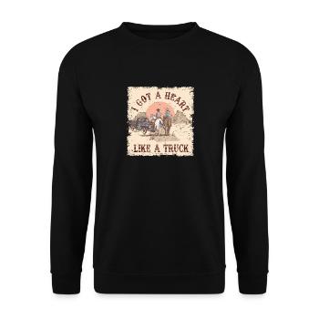 Ich habe ein Herz wie ein Truck - Unisex Pullover - Schwarz - Vorne - Alina (178cm) & Michal (187cm)