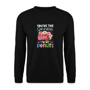 You're The Sprinkles To My Donuts für einen - Unisex Pullover - Schwarz - Vorne - Alina (178cm) & Michal (187cm)