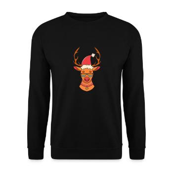 Weihnachtsmann Weihnachten Rentier - Unisex Pullover - Schwarz - Vorne - Alina (178cm) & Michal (187cm)