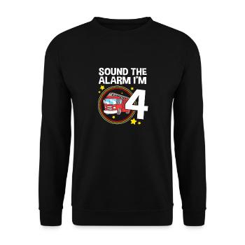 Fire Truck Children's Birthday Party - Unisex Sweatshirt - black - Front - Alina (178cm) & Michal (187cm)