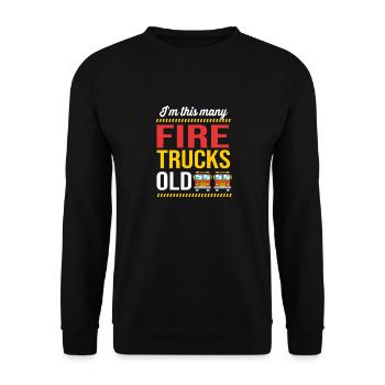 Feuerwehrauto Kindergeburtstag - Unisex Pullover - Schwarz - Vorne - Alina (178cm) & Michal (187cm)