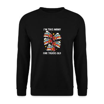 Feuerwehrauto Kindergeburtstag - Unisex Pullover - Schwarz - Vorne - Alina (178cm) & Michal (187cm)