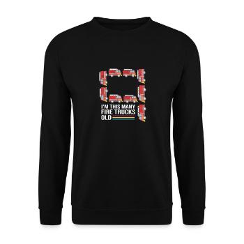 Feuerwehrauto Kindergeburtstag - Unisex Pullover - Schwarz - Vorne - Alina (178cm) & Michal (187cm)